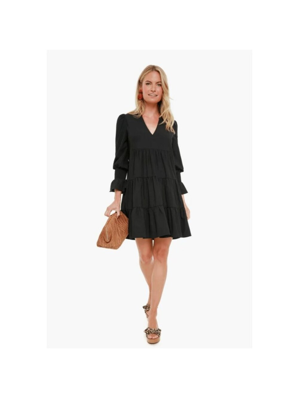 Pomander Place by Tuckernuck Women's Black Crepe Kenzo Mini Dress Tier sz S NWT